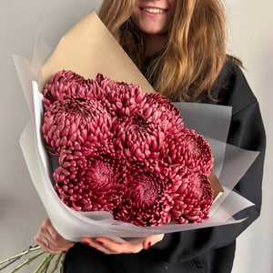 Blumenstrauß '9 Chrysanthemen Bigudi Bordeaux'