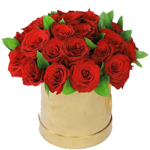 Hat box with flowers '31 Red Roses Box'