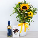 Holiday gift with chocolate and wine