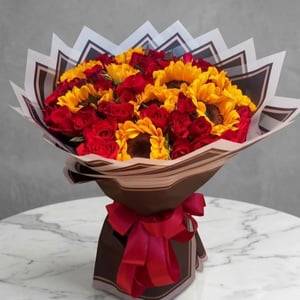 Bouquet of Sunflowers and Roses