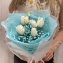 Bouquet of Tulips, Gypsophila and Eustoma