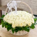 White roses in a basket