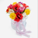 Hat box with flowers 'Bouquet in a box "Thumbelina"'