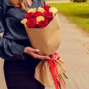 Bouquet of 11 red and white roses