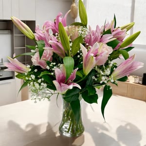 Pink Lilies & Pink Roses Bouquet