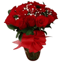 Arreglo en jarrón con 12 rosas