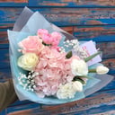 Bouquet of hydrangeas, roses and tulips