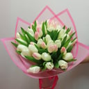 Tulips 35 pcs white and pink