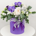 Hat box with flowers 'Snowflake'