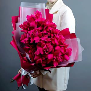Bouquet de roses françaises couleur framboise