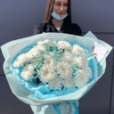 Bouquet of White Chrysanthemums with gypsophila