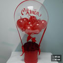 Composition of roses with balloon "Happy birthday"