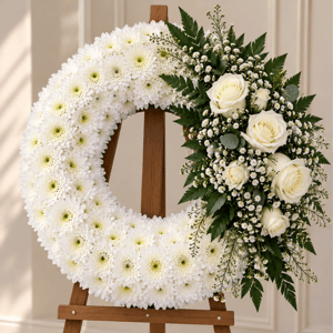 Couronne florale blanche et verte