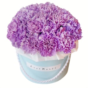 Hat box with flowers 'Lilac'