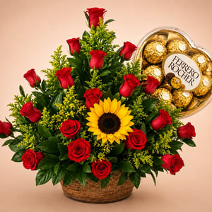Radiant Passion Bouquet with Sunflower, pink