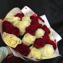 Bouquet '25 roses 40 cm red and white'