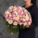 Bouquet of 101 white and pink roses