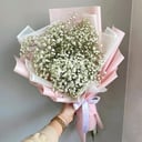 Bouquet of white gypsophila in the package