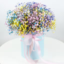 Hat box with flowers 'Splashes of the Rainbow'