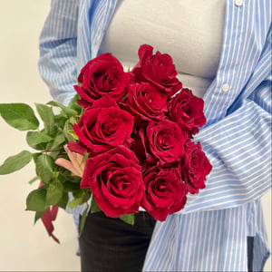 Bouquet of 9 fresh red roses