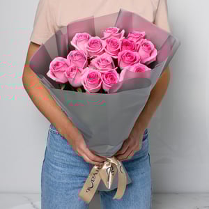 Bouquet of pink roses 15 pcs