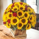 50 sunflowers and roses