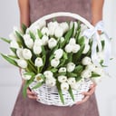 Flower basket 'Basket of white tulips "Almost snowdrops"'