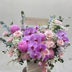 Purple Orchid & Pink Rose Women's Day Bouquet