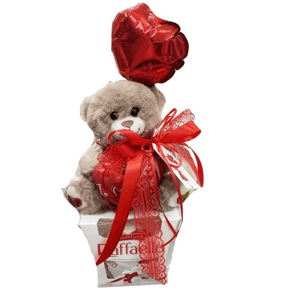 Teddy Bear Gift Set with Heart Balloon