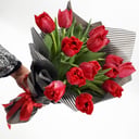 Bouquet 'Black and red 15 peony tulips'