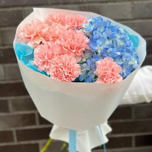 Blumenstrauß 'Strauß aus Hortensien und rosa Nelken'