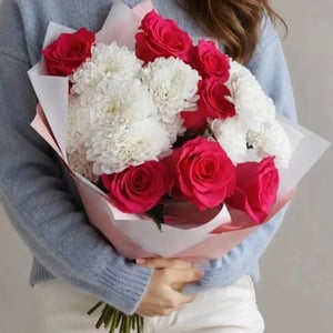 Bouquet of Roses and Chrysanthemums