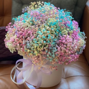 Hat box with flowers 'Rainbow cloud XL'