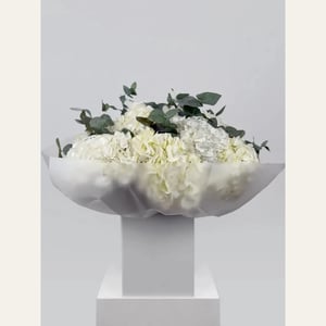 Elegant white hydrangea bouquet with eucalyptus