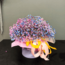 Hat box with flowers 'Lilac clouds'