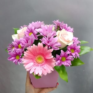 Flower box 'Pink glasses'