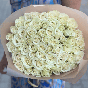 51 white roses bouquet