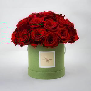 Flower box 'Rose rosse in scatola verde 25 pz'