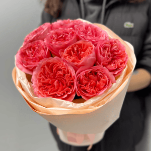 Coral peony rose 9 pcs