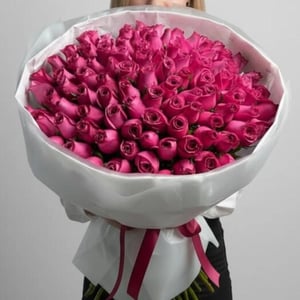 100 Purple Blue Water Rose Bouquet - Ele
