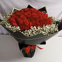 Bouquet of 50 roses and gypsophila