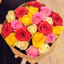 Bouquet of 25 multi-colored roses