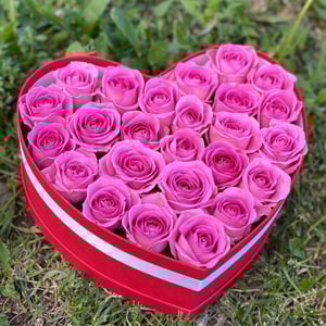 Blumenbox 'Pink roses heart'
