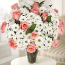 Bouquet 'Air Kiss extra: pink Roses and Chrysanthemums'