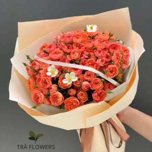 Coral Spray Rose Cream Bouquet