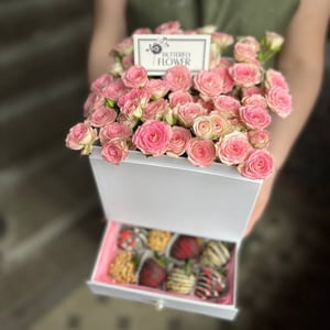 Shrub roses and strawberries