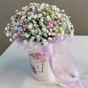 Rainbow gypsophila in a glass