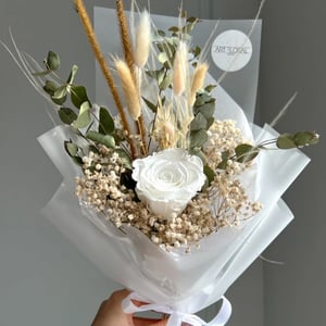 Trockenblumenstrauß Weiß-Grün Mini