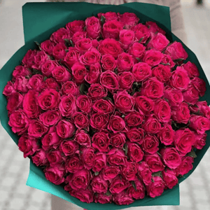 101 fuchsia roses bouquet
