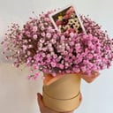 Hat box with flowers 'Pink Cloud'